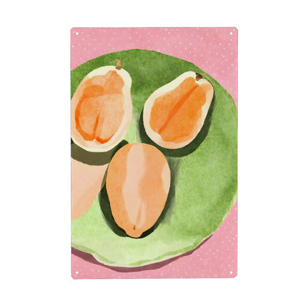 Metall Poster "Papayas auf Tisch" artboxONE - Essen & Trinken / Obst & Gemüse