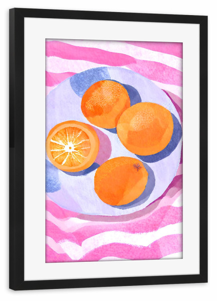 Poster mit Rahmen schwarz "Orangen in Schale" artboxONE - Essen & Trinken / Obst & Gemüse