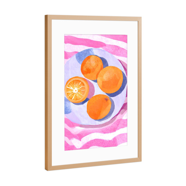 Poster mit Rahmen Kupfer "Orangen in Schale" artboxONE - Essen & Trinken / Obst & Gemüse