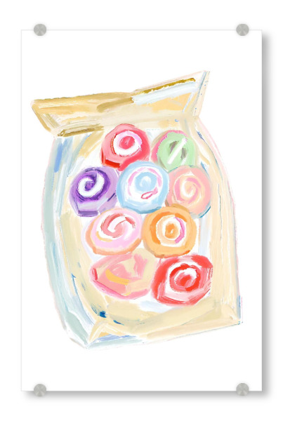 Acrylglasbild "Bonbons in Tüte" artboxONE - Für Kinder,Essen & Trinken,Lustig - Candies,Sweets,Bonbons,Bonbontüte,Kinder,Süßes,Süßigkeit,Lolli