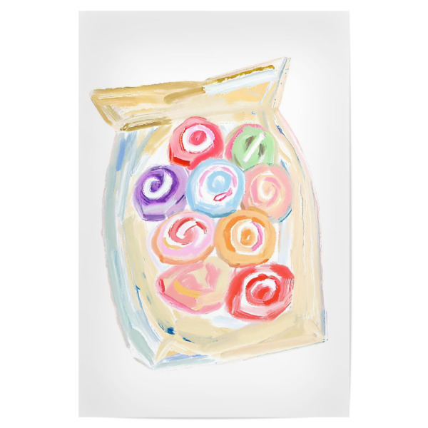 Poster 30x20 cm "Bonbons in Tüte" artboxONE - Für Kinder,Essen & Trinken,Lustig - Candies,Sweets,Bonbons,Bonbontüte,Kinder,Süßes,Süßigkeit,Lolli