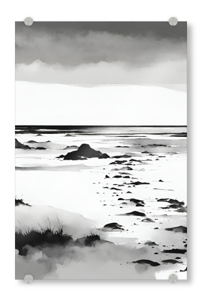 Acrylglasbild "Bis zum Horizont" artboxONE - Abstrakt,Schwarzweiß,Reise / Strand und Meer