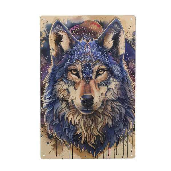 Metall Poster "Mandala - Wolf" artboxONE - Natur,Tiere,Abstrakt