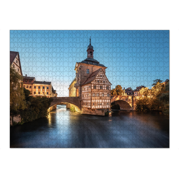 Puzzle Ravensburger "Blaue Stunde Bamberg" artboxONE - Städte,Architektur - Bamberger altstadt,Altes rathaus,Bayern,Fachwerkhaus,Regnitz,Oberfranken