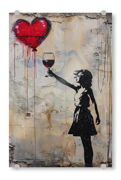 Acrylglasbild "Weinliebhaberin Grafitti" artboxONE - Menschen,Streetart,Essen & Trinken / Alkohol - Wein,Mädchen,Streetart,Grafitti,Modern,Urban