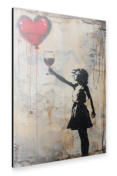 Alu-Dibond "Weinliebhaberin Grafitti" 30x20 cm artboxONE