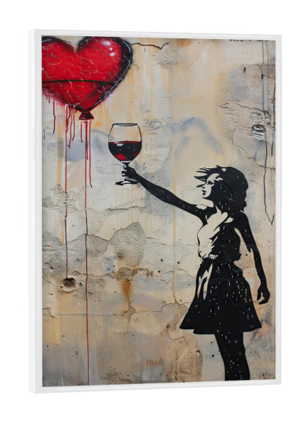 Poster mit weißem Rahmen "Weinliebhaberin Grafitti" artboxONE - Menschen,Streetart,Essen & Trinken / Alkohol