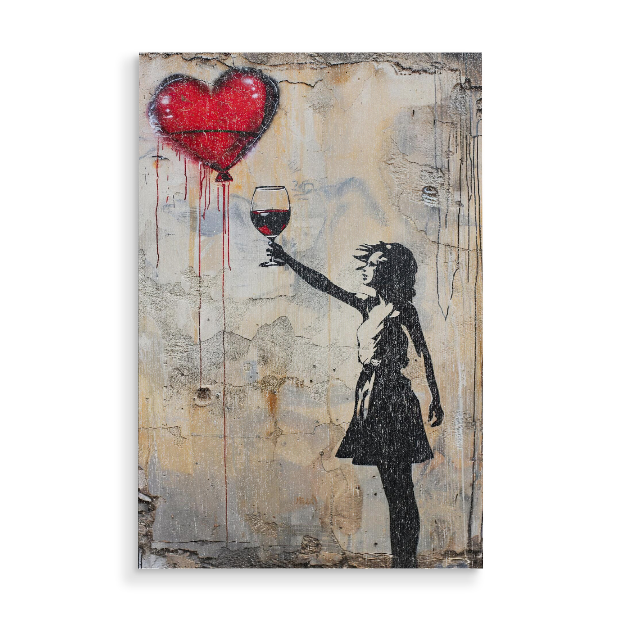 Holzbild "Weinliebhaberin Grafitti" artboxONE - Menschen,Streetart,Essen & Trinken / Alkohol - Wein,Mädchen,Streetart,Grafitti,Modern,Urban