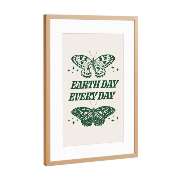 Poster mit Rahmen Kupfer "Jeden Tag Tag der Erde" artboxONE - Natur,Abstrakt - Schmetterling,Natur,Tag der erde,Umwelt,Inspirierend,Motivierend