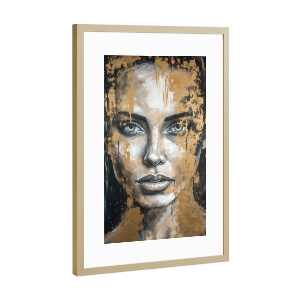 Poster mit Rahmen Gold "Goldene Weibliche Eleganz" artboxONE - Abstrakt,Menschen,Fashion