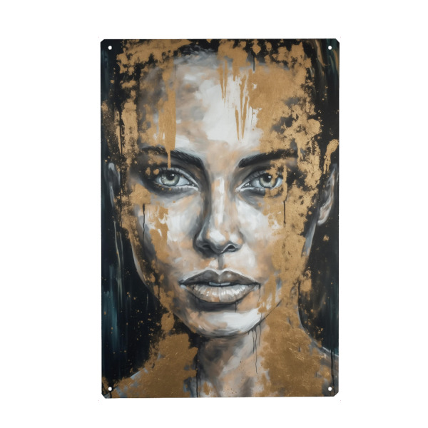 Metall Poster "Goldene Weibliche Eleganz" artboxONE - Abstrakt,Menschen,Fashion