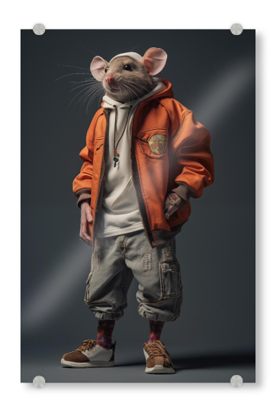 Acrylglasbild "Coole Ratte" artboxONE - Tiere,Lustig - Cool,Ratte,Tier,Style,Fashion,Mode,Bunt,Collage