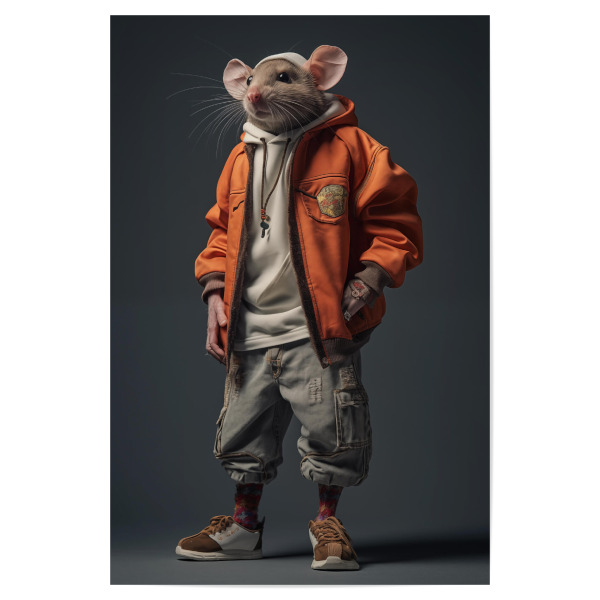 Poster "Coole Ratte" artboxONE - Tiere,Lustig - Cool,Ratte,Tier,Style,Fashion,Mode,Bunt,Collage
