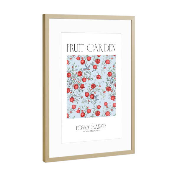 Poster mit Rahmen Gold "Granatapfel-Obstgarten" artboxONE - Natur,Floral,Essen & Trinken / Obst & Gemüse
