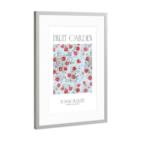Poster mit Rahmen Silber "Granatapfel-Obstgarten" artboxONE - Natur,Floral,Essen & Trinken / Obst & Gemüse