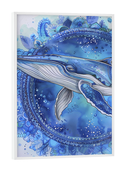 Poster mit weißem Rahmen "Mandala - Wal" artboxONE - Natur,Tiere,Abstrakt