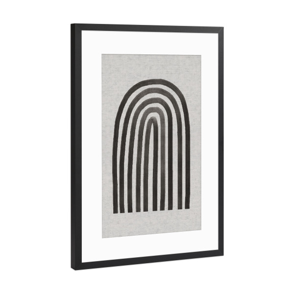 Poster mit Rahmen Schwarz (Metallic) "BW Regenbogen" artboxONE - Abstrakt,Geometrie
