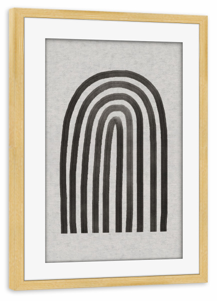 Poster mit Rahmen kiefer "BW Regenbogen" artboxONE - Abstrakt,Geometrie - Regenbogen,Malerei,Abstrakt,Scandi,Skandinavisch,Pinsel,Pinselstriche