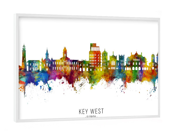 Poster mit weißem Rahmen "Skyline von Key West Florida txt" artboxONE - Städte