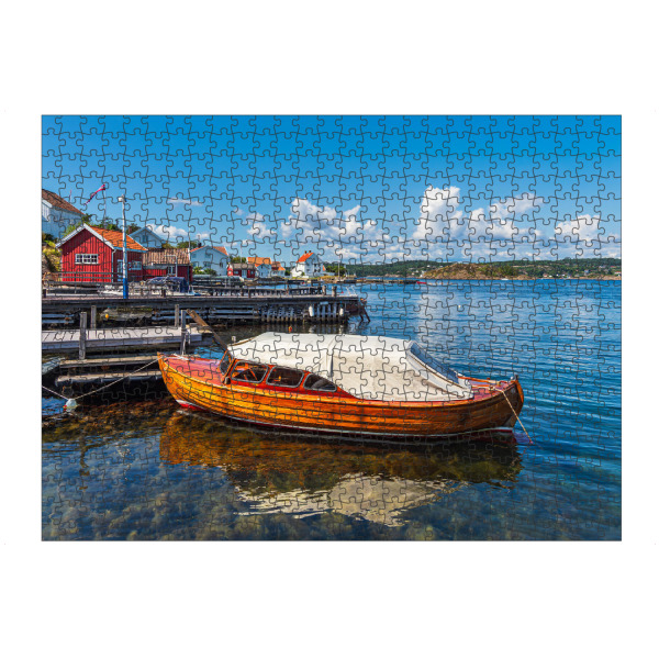 Puzzle Ravensburger "Hafen mit Boot in Norwegen" artboxONE - Natur,Reise,Reise / Strand und Meer,Reise / Länder