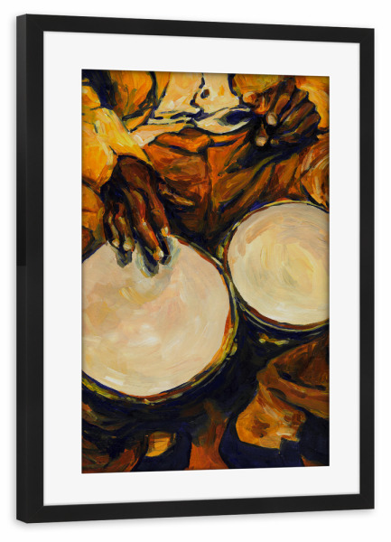 Poster mit Rahmen schwarz "Salsa-Trommelmusiker" artboxONE - Musik,Männer