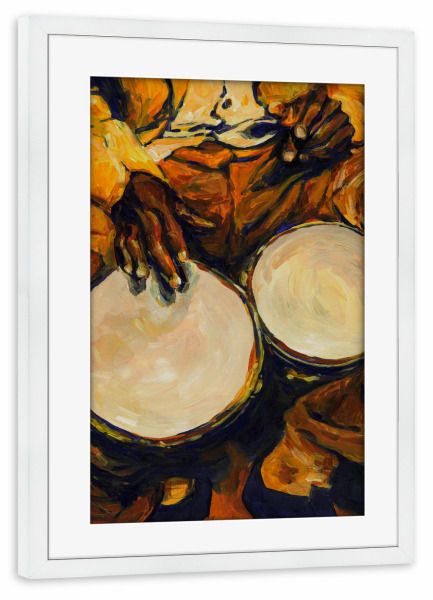 Poster mit Rahmen weiß "Salsa-Trommelmusiker" artboxONE - Musik,Männer