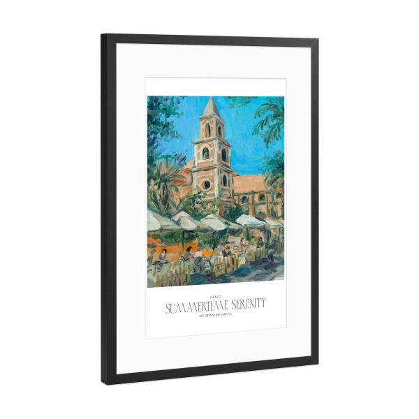 Poster mit Rahmen Schwarz (Metallic) "Spanisches Café" artboxONE - Reise,Architektur,Reise / Länder