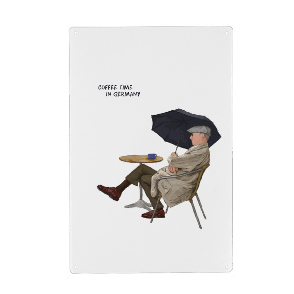 Metall Poster "Kaffeezeit in Deutschland" artboxONE - Menschen,Reise / Länder,Männer