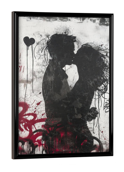 Poster mit schwarzem Rahmen "Die Liebenden Grafitti" artboxONE - Menschen,Liebe,Streetart - Liebe,Paar,Couple,Grafitti,Streetart,Herz,Schlafzimmer