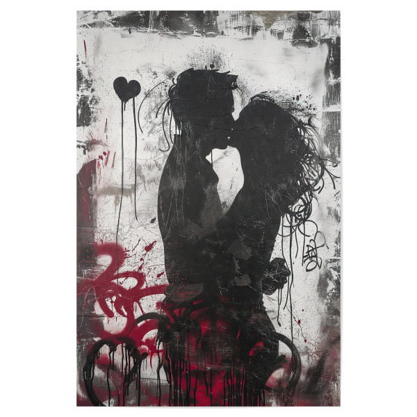 Poster "Die Liebenden Grafitti" artboxONE - Menschen,Liebe,Streetart - Liebe,Paar,Couple,Grafitti,Streetart,Herz,Schlafzimmer