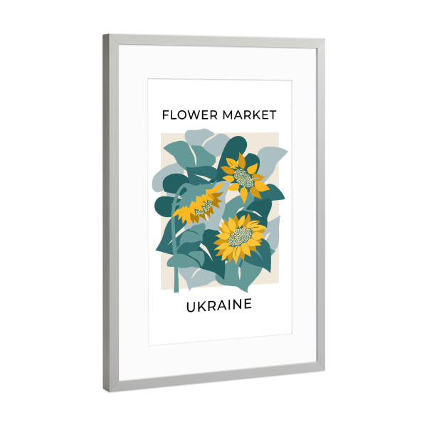 Poster mit Rahmen Silber "Blumenmarkt Ukraine" artboxONE - Natur,Floral,Reise / Länder