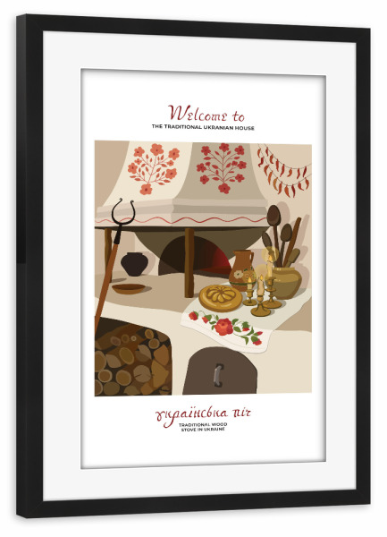 Poster mit Rahmen schwarz "Willkommen im ukrainischen Haus" artboxONE - Reise,Reise / Länder