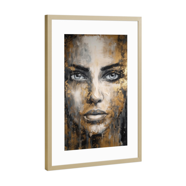 Poster mit Rahmen Gold "Goldene Schönheit" artboxONE - Abstrakt,Menschen,Fashion