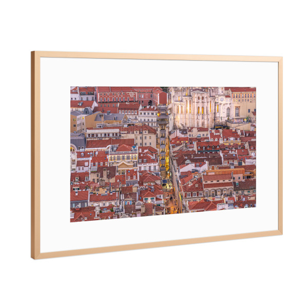 Poster mit Rahmen Kupfer "Lissabon Metropole" artboxONE - Architektur,Geometrie,Reise / Länder