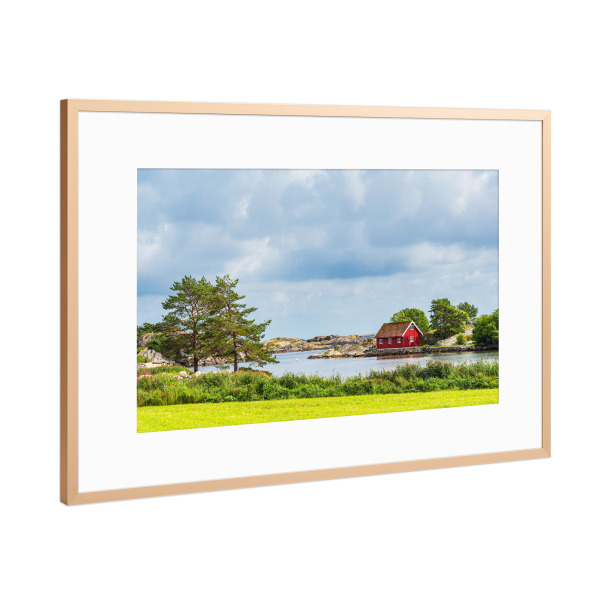 Poster mit Rahmen Kupfer "Landschaft mit Haus" artboxONE - Natur,Reise,Architektur,Reise / Strand und Meer,Reise / Länder