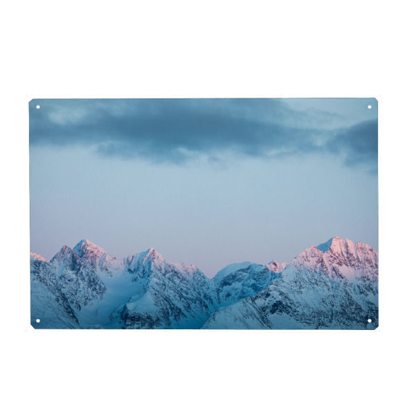 Metall Poster "Nordische Berge" artboxONE - Natur,Reise - Berg,Gebirge,Bergkette,Schnee,Winter,Gipfel,Lyngen,Norwegen,Skandinavien - Blechschild