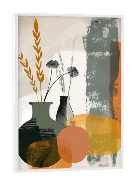 Poster mit weißem Rahmen "Boho Vase" artboxONE - Natur,Abstrakt - Boho,Vase,Pflanze,Natur,Entspannung,Wellness,Schlafzimmer