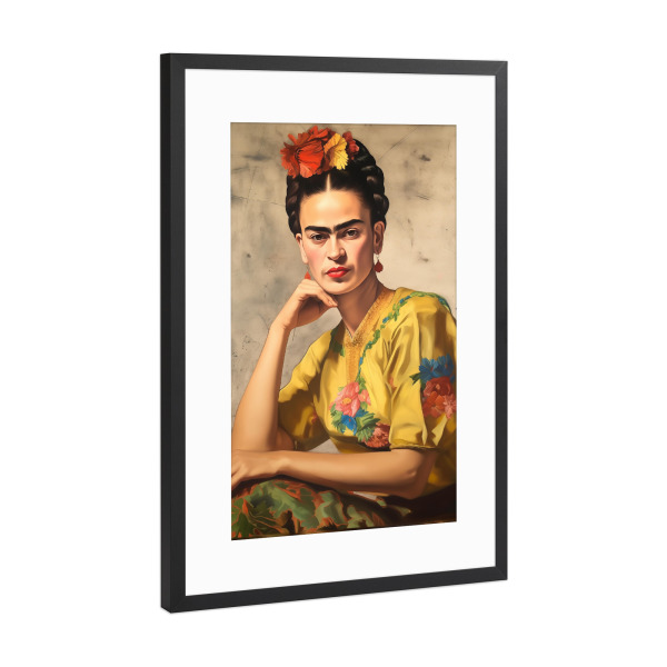 Poster mit Rahmen Schwarz (Metallic) "Mexikanische Frida" artboxONE - Natur,Floral,Fashion