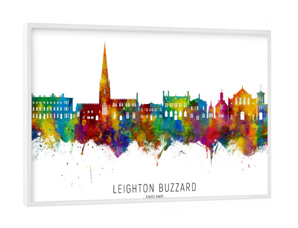 Poster mit weißem Rahmen "Leighton Buzzard Skyline txt" artboxONE - Städte