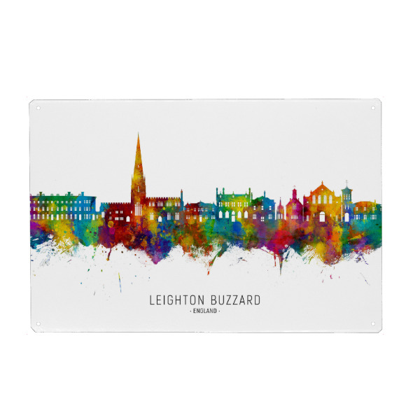 Metall Poster "Leighton Buzzard Skyline txt" artboxONE - Städte
