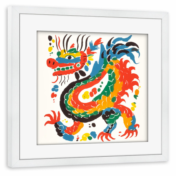 Poster mit Rahmen weiß "China Drache" artboxONE - Tiere,Abstrakt