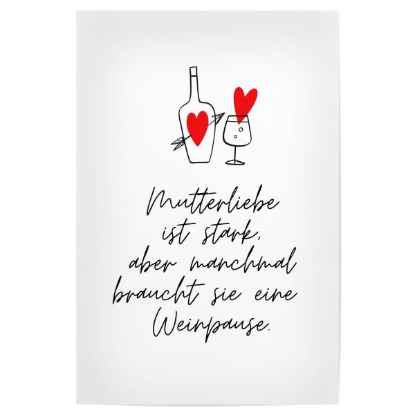 Poster 30x20 cm "Mutterliebe ist stark" artboxONE - Typografie,Für Mama,Essen & Trinken / Alkohol,Lustig