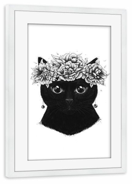 Poster mit Rahmen weiß "Frida Catlo" artboxONE - Natur,Floral,Tiere,Für Mama,Lustig