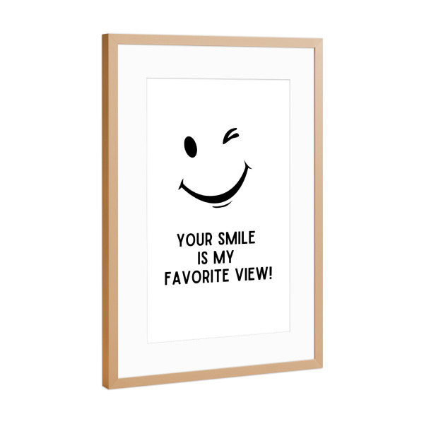 Poster mit Rahmen Kupfer "Dein Lächeln - Typo" artboxONE - Typografie,Für Kinder,Liebe,Lustig