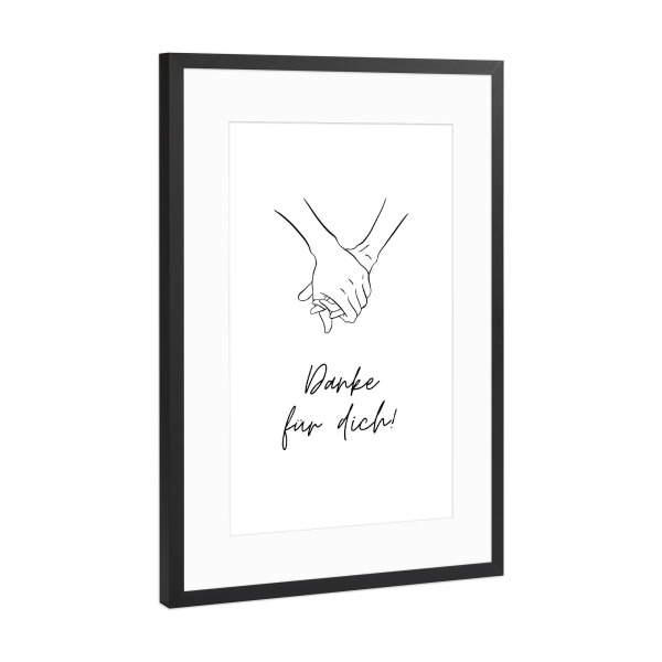 Poster mit Rahmen Schwarz (Metallic) "Danke für dich" artboxONE - Typografie,Liebe,Für Mama,Für Papa