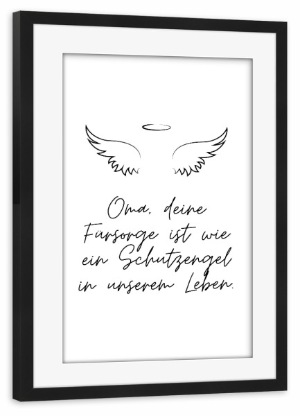 Poster mit Rahmen schwarz "Oma, Fürsorge, Schutzengel" artboxONE - Typografie,Liebe,Für Mama