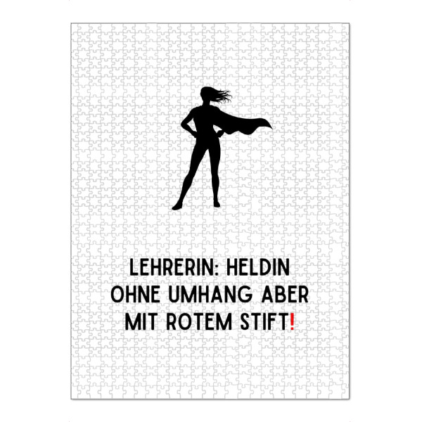 Puzzle Ravensburger "Lehrerin, Heldin" artboxONE - Typografie,Lehrersprüche,Lustig