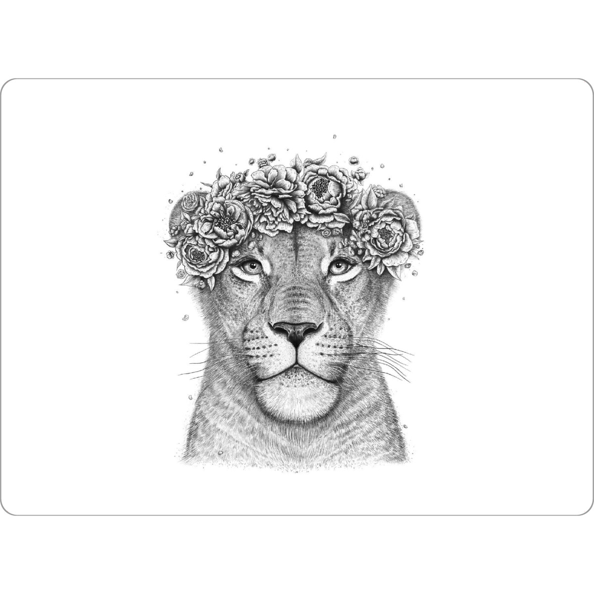 Tischset "Löwin mit Blumen" artboxONE - Natur,Floral,Tiere,Liebe,Für Mama