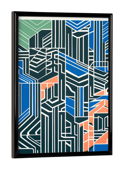 Poster mit schwarzem Rahmen "Blaue symmetrie" artboxONE - Abstrakt,Geometrie