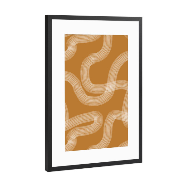 Poster mit Rahmen Schwarz (Metallic) "Zen-Garten-Kurkuma" artboxONE - Abstrakt,Geometrie